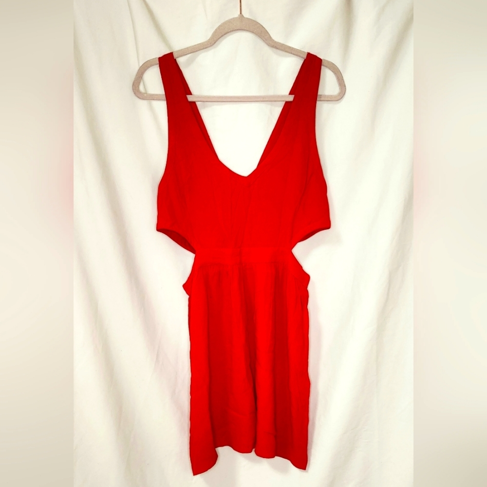 Coincidence & Chance Red Crepe Cutout Dress size L